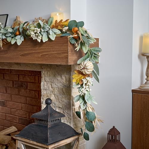 Valery Madelyn 6ft Fall Garland for Mantle with Pumpkins