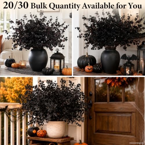 20 Pcs Baby Breath Flowers Artificial Bulk, Fake Fall Flowers, Black