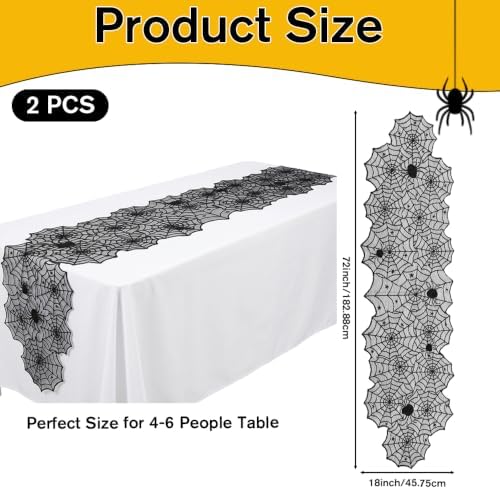 Halloween Table Runner Black Lace Spider Web Table Runner Halloween Decor