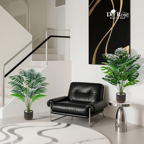 Der Rose 2 Pack 28" Fake Plants, Faux Palm and Monstera for Office Decor