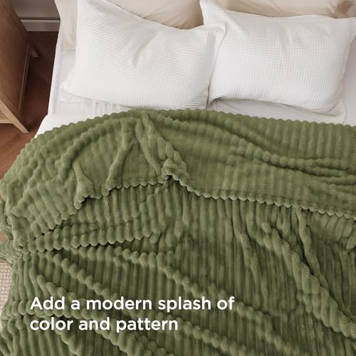 Bedsure Soft Full Size Fleece Blankets for Bed Moss 84"x90"