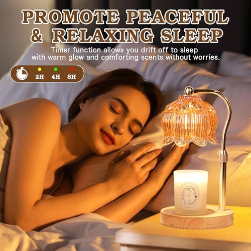 Funistree Flower Candle Warmer Lamp with Timer, Dimmable Candle Lamp Warmer, Christmas Birthday Gifts for Women Mom