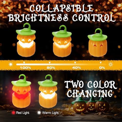 EverBrite 3-Pack Halloween Collapsible Pumpkin Lantern, Two Color Changing