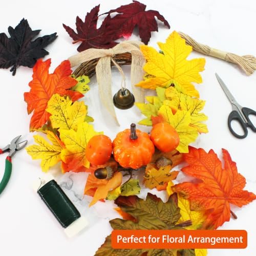 100 Pcs Artificial Maple Leaves Bulk (Large-Leaf 4-Color Assorted)