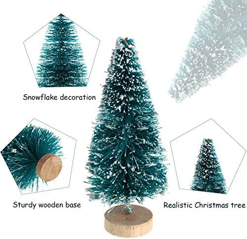 Sumind 48 Pcs Mini Christmas Trees, Artificial Sisal Mini Pine, Blue Green