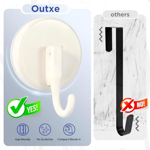 OUTXE Wreath Hanger for Front Door, Upgraded Suction Cup Reef Hook