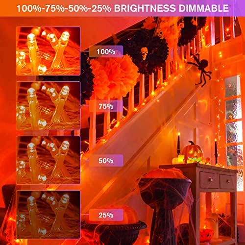 JMEXSUSS 100 LED Orange & Purple Halloween Lights Plug in