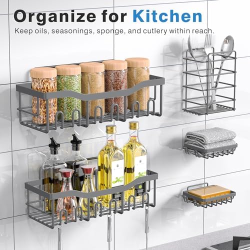 Shower Caddy 5 Pack,Adhesive Shower Organizer for Bathroom Storage&Home Decor&Kitchen,No Drilling,Large