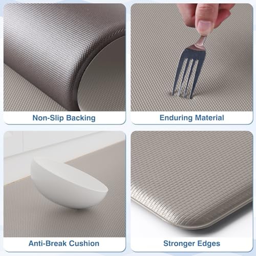 StepRite Kitchen Mats, 2PCS Kitchen Rugs, Cushioned Anti Fatigue Kitchen Mats for Floor, Non-Slip Standing Desk Mat