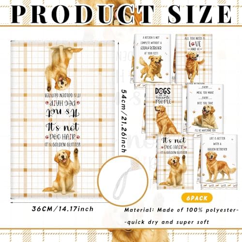 Redbaker 6 Pcs Golden Retriever Kitchen Towels Funny Dish Towel Gifts