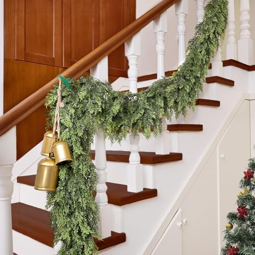 2PCS 9FT Christmas Artificial Cedar Garland for Mantel