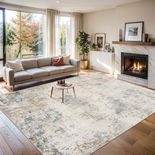 PLHXFR 10x14 Area Rug Living Room: Modern Abstract Washable Carpet Multi