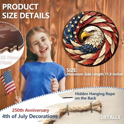 Artistic Feather Eagle Wall Art Sign 250th Anniversary Patriotic Home Decor