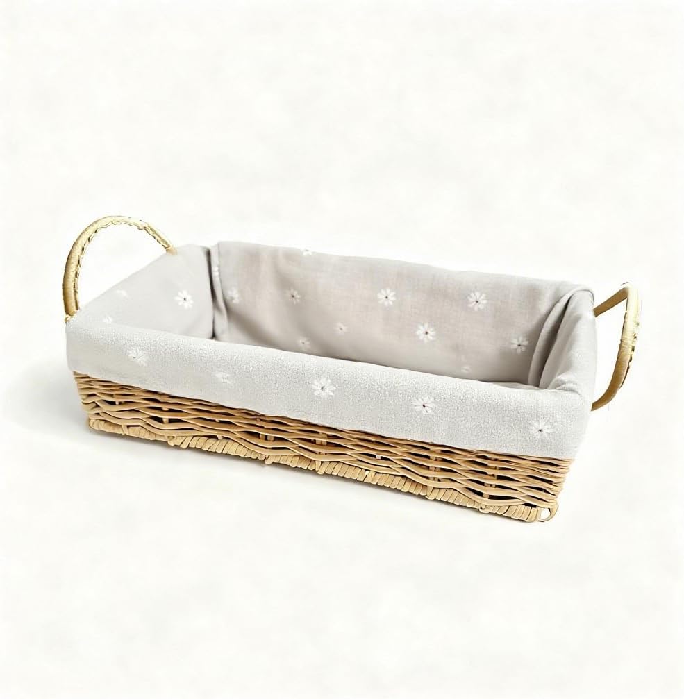 Scalloped Rattan Storage Basket / Natural