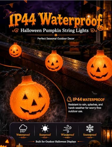 8.5FT Halloween Orange Pumpkin String Lights, Plug-In 10 LED Pumpkins Decor