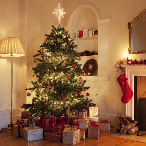 Noiclub Christmas Tree Topper Gold Glitter Star for 6-8FT Christmas Trees