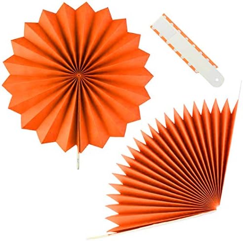 18Pc Party Hanging Orange Paper Fans, Fall Orange Round Folding Fans Wall Decor Paper Garlands Flower Decoration for Fall Party Decorations Thanksgiving Halloween Birthday Festival Wedding