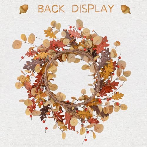 YNYLCHMX 20" Fall Wreath for Front Door, Eucalyptus and Berry Decor