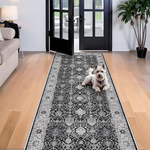 4x10 Washable Hallway Runner Rug: Oriental 10ft Extra Wide Ultra Soft Runners for Living Room Bedroom Stain Resistant