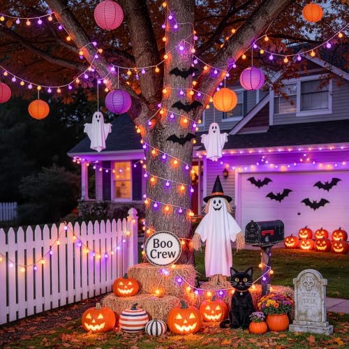 JMEXSUSS 33 FT 100 LED Orange and Purple Halloween String Lights Indoor