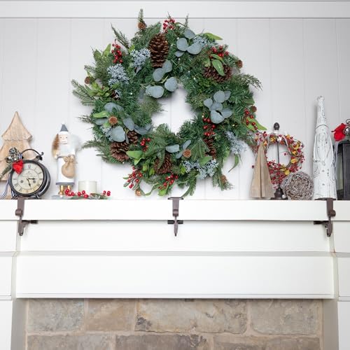 Fireplace Stocking and Garland Hanger with Two Hooks (3 Pack - Brown)