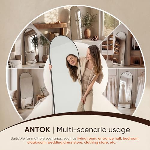Antok 58" x19” Arched Full Length Mirror, Floor Mirror with Stand,Black