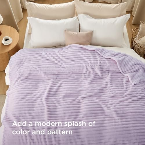 Bedsure Soft Queen Size Blanket for Bed Lavender Fog 90"x90"
