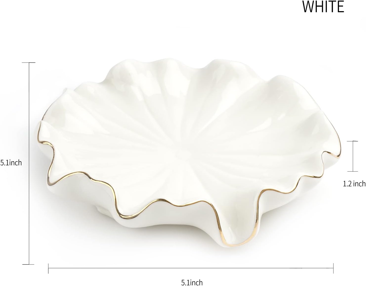 Ceramic Self Draining Soap Dish Lotus Leaf Soap Holder Waterfall Soap Dish Soap Savers / White