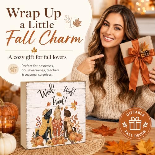 Fall Decorations for Home Dog Pumpkin Fall Wall Art Woof Woof Decor