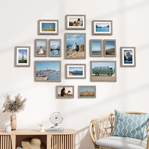 Vittanly 15 Pack Picture Frames Collage Wall Decor, Wall/Tabletop Display