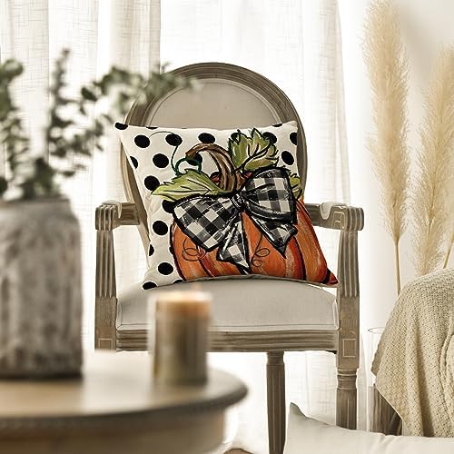 AVOIN colorlife Fall Polka Dot Pumpkin Throw Pillow Cover 20x20 Inch