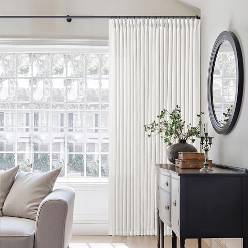 Beige White Pinch Pleated Extra Wide Curtain Panels 96 Inches Long 100 Wide