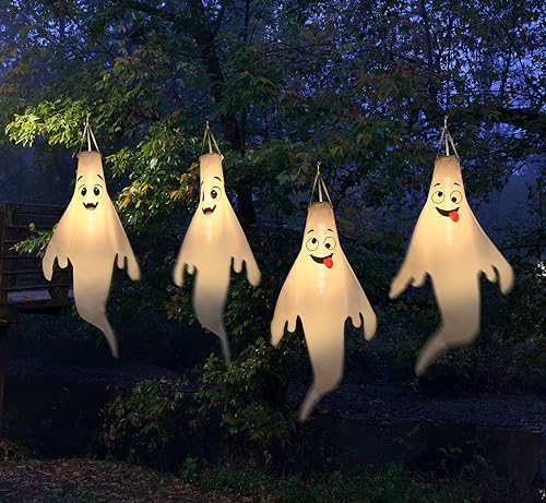 Timer Halloween Ghost Decorations Outdoor, Hanging Ghosts Halloween Decor