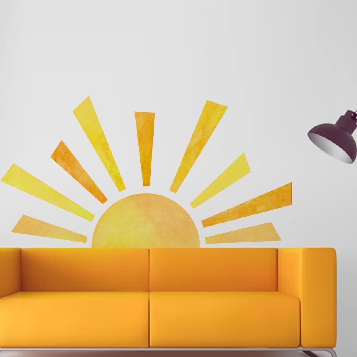 Boho Half Sun Wall Decals Watercolor Sun Murals Modern Wall Decals Vinyl Sun / Style 7 / 53 x 29.9