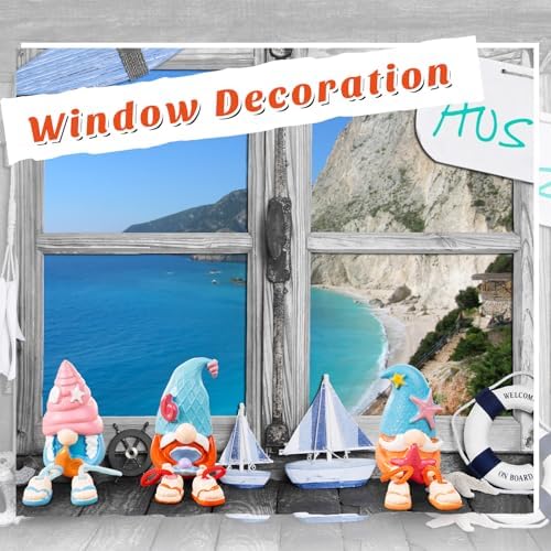3 Pcs Beach Gnome Figurines Summer Coastal Resin Dangling Legs