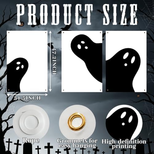 3 Pcs Halloween Ghost Silhouettes Window Cover Halloween Window Decorations