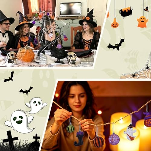 Halloween Ball Ornaments Set, Halloween Tree Decorations, 50 Pack