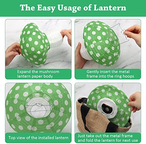 Windspeed 8Pcs Mushroom Shaped Paper Lanterns 8 &12 Inch Mushroom Lanterns