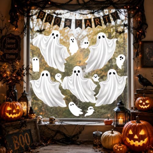 Halloween White Ghost Window Mirror Cling Decal Decoration Large 35.5''