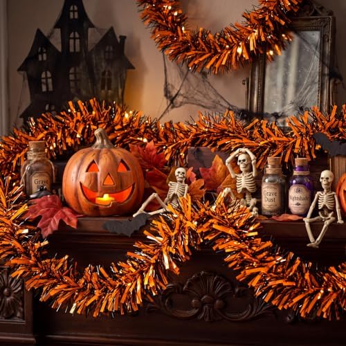 26 ft Halloween Tinsel Garland Hanging Black Orange Garland Decoration