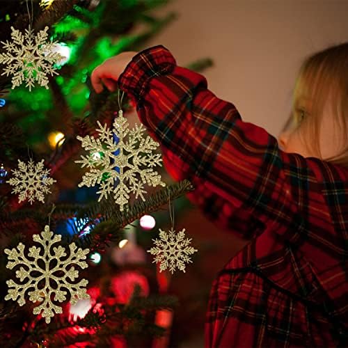 kockuu Glitter Snowflake Ornaments for Christmas Tree Decorations