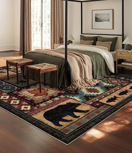 YIHOUSE 6x9 Rustic Cabin Area Rugs for Living Room Brown
