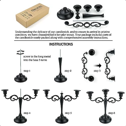 3-Arm Metal Candelabra Candle Holder Table Centerpiece, Silver
