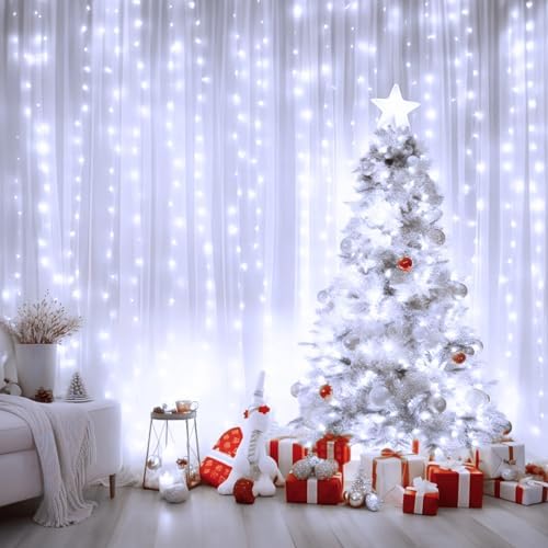 Minetom Curtain Lights, 300 LED Dimmable Twinkle Fairy Lights, 8 Modes