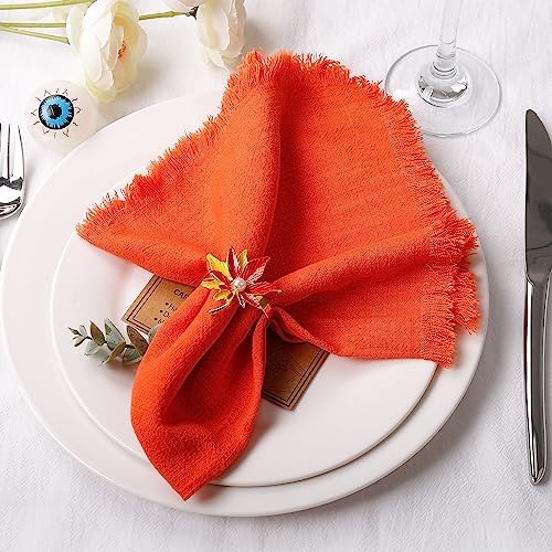LogHog Thanksgiving Gold Maple Leaf Napkin Rings - Set of 6 for Festive and Elegant Table Settings - Durable and Easy to Use for Large Gatherings and Gift Giving