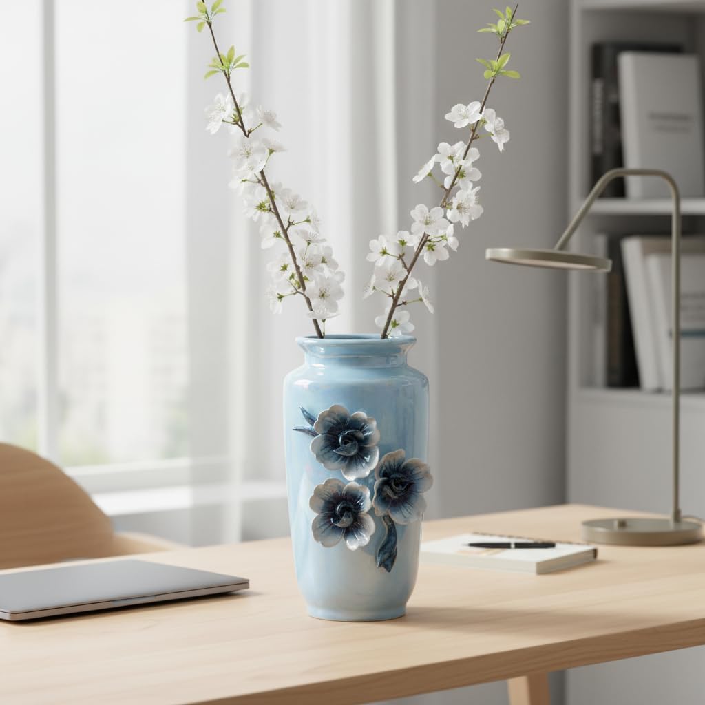 Ceramic Vase / Small Decorative Vase / Blue / 7 Inch