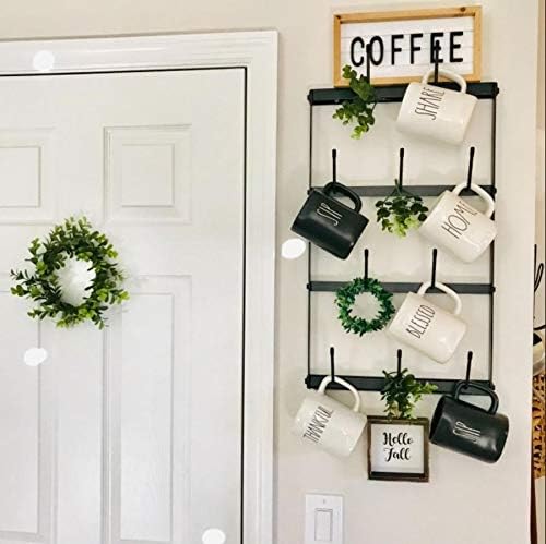 Mug Rack with Sturdy Steel Frame, Matte Black Finish, Removable Rubber Caps, Wall Mounted (Mini ‎14" x 24")