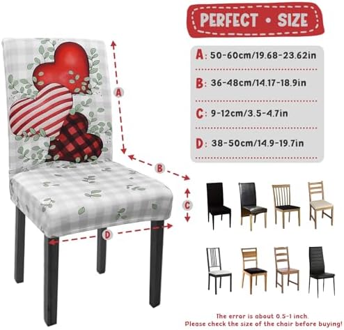 Valentines Chair Covers Set of 4 Spring Hearts Stretch Parsons Slipcovers
