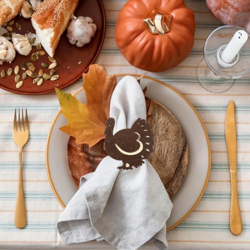 Roshtia 12 Pcs Wooden Fall Napkin Rings Thanksgiving, Turkey