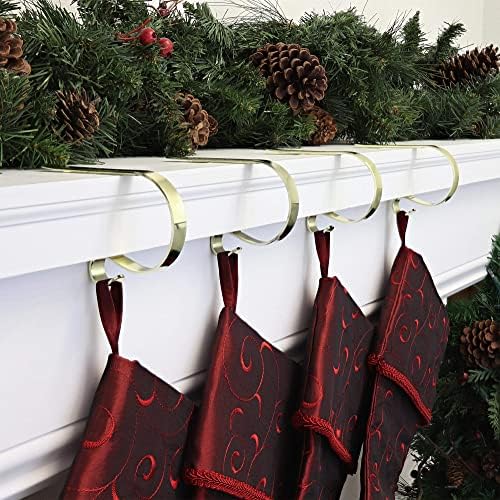 Haute Decor The Original MantleClip® Stocking Holder 4 Pack - Hang Christmas Stockings Safely and Securely from Mantels Up to 3 Inches Thick